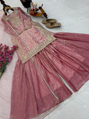 Designer Fendy Crush Embroidery Sequence Work Suit