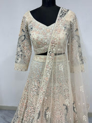 Reception Special Bridal Premium Soft Butterfly Net Multi Thread Embroidery Work Lehenga Choli