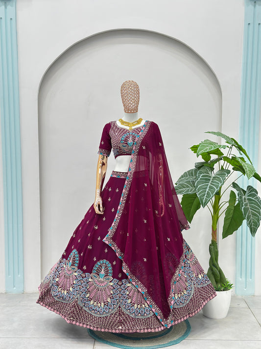 Beautiful Georgette Sequence & Thread Embroidery Work Lehenga Choli