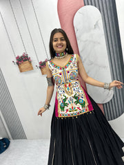 Navratri Special Gamathi Work With Real Mirror Work Lehenga With Stitched Blouse