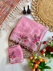 Beautiful Fendy Silk Satin Zarkhan Diamond With Flower Printed Saree