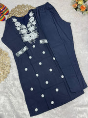Beautiful Khadi Cotton With Beautiful Embroidery Dress