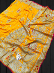 Beautiful Pure Dola Banarasi Silk Zari Weaving Work Saree