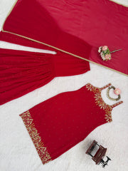 Elegant Ethnic Georgette Beads With Thread & Sequence Work Dress