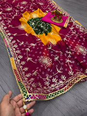 Beautiful Pure Georgette with Jaipur Bandhani Printed Saree