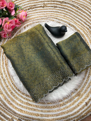 Beautiful Fandy Satin Weaving Zari Pattern Saree