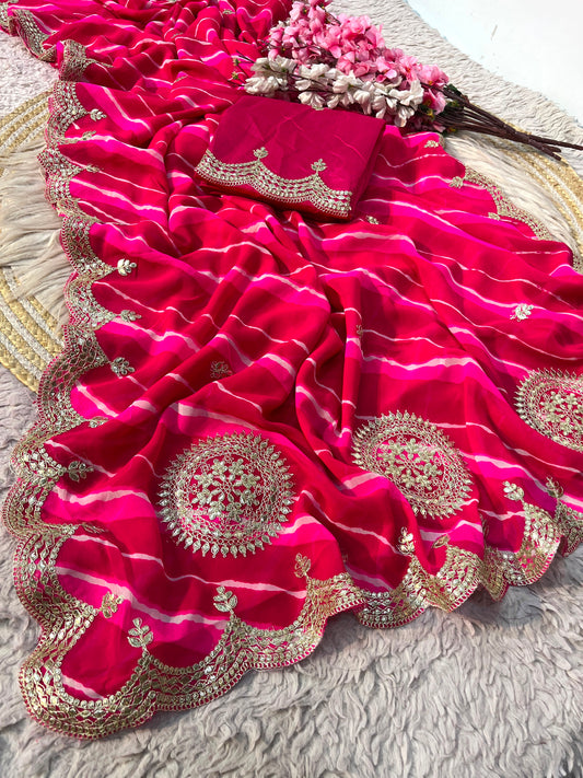 Beautiful Georgette Prisam Lehriya Designer Saree