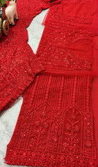 Beautiful Red Soft Net Cording Sequence Work Lehenga Choli