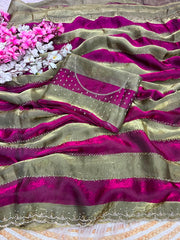 Beautiful Space Soft Silk Jarkhan Work Saree