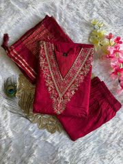 Beautiful Roman Silk With Embroidery & Sequence Work Dress