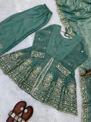 Trendy Stylish Fendy Silk Real Mirror With Embroidery Sequence Work Suit