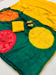 Beautiful Moss Bandhani Printed Saree