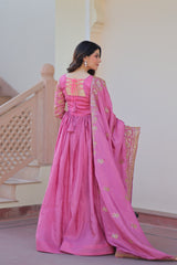 Viral Trending Gold-Crush Fabric With Sequence Multi Embroidered Work Gown
