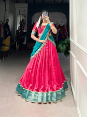Beautiful Traditional Vichitra Silk Zari Weaving Work Lehenga Choli