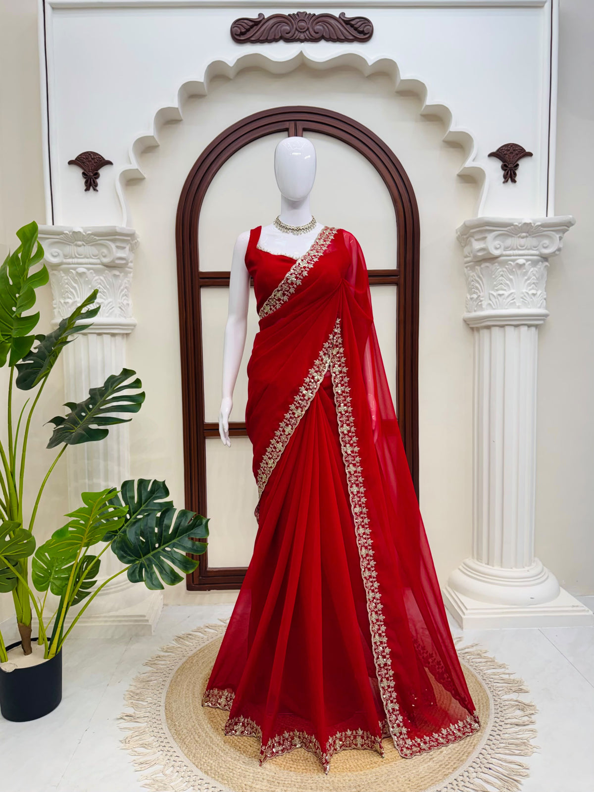 Party-wear Georgette Thread With Sequence Work Saree