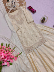 Party-wear Chinon Silk Embroidery Codding Sequence Work Suit