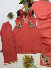 Party-wear Mul Chanderi Codding Sequence With Embroidery Work Suit