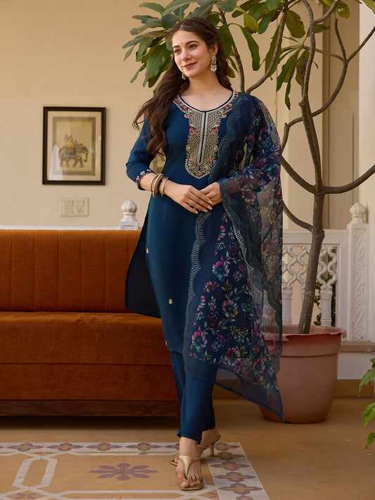 Beautiful Viscose Chanderi Embroidery With Beads Work Dress