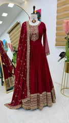 Party-wear Georgette Embroidery & Sequence Work Gown