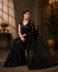 Black Bollywood Blockbuster Sequins Designer Saree