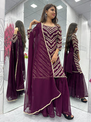 Party-wear Beautiful Georgette Embroidery & Sequence Work Sharara