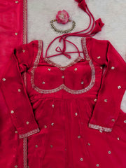 Beautiful Pink Fendy Silk Thread With Sequence Gown