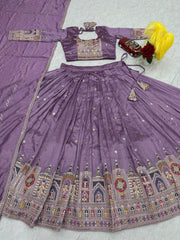 Festival Pure Vichitra Silk Embroidery Coding Sequence & Thread Work Lehenga Choli