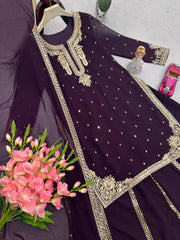 Party-wear Georgette Embroidery Codding & Sequence Work Sharara