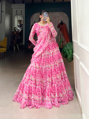 A Perfect Blend Of Tradition & Style Wrapped In Georgette Printed Lehenga Choli