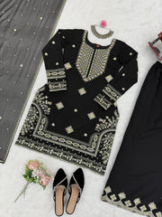 Beautiful Elegance Black Roman Silk Salwar Suit