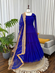 Beautiful Festive Special Georgette Ruffle Style Anarkali Gown