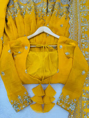 Beautiful Crunchy Silk Designer Embroidery With Sequence & Thread Work Gown