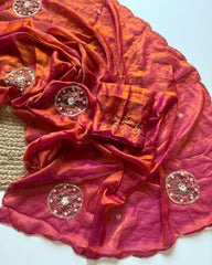 Magic Soft Fendy Silk With Khatli Handwork Butta Designer Saree