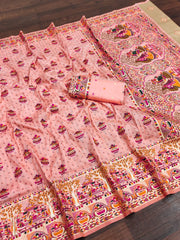 Beautiful Pashmina Kashmiri Zari Weaving Saree