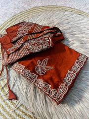 Party-wear Rangoli Silk Sequence Thread Border Work Saree With Stitched Blouse