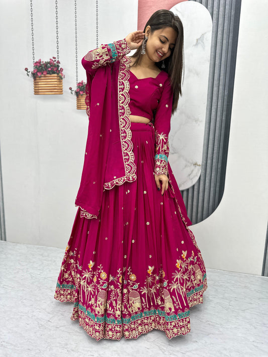 Festival Special Chinon Silk Embroidery & Sequence Work Lehenga Choli