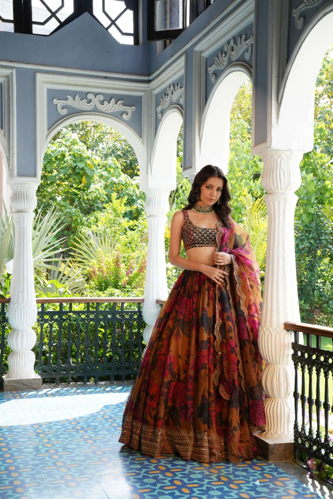 Beautiful Tabby Organza With Digital Printed Lehenga Choli