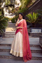 Beautiful Elegant Golden Zari Weaving Work Lehenga Choli