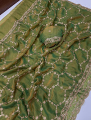 Beautiful Moss Silk Sequence Embroidery Work Saree