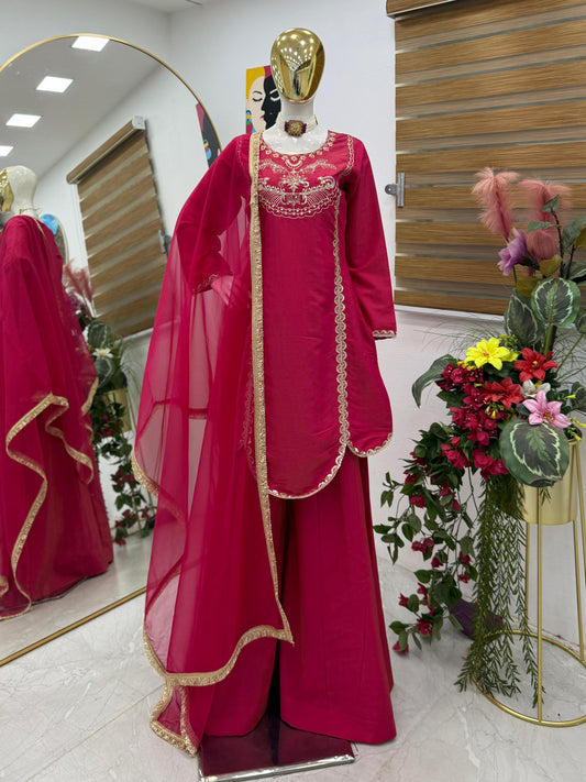 Party-wear Roman Simmer Silk Sequence & Embroidery Work Sharara