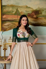 South Indian Style Stunning Dola Silk Kalamkari Printed Gown