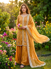 Designer Pure Fendi Silk Embroidery Work Sarara Set