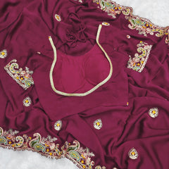 Party-wear Noha Crush With Heavy Embroidery Threads Codding & Sequence Work Saree