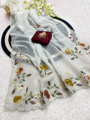 Party-wear Multi Color Patch Work Handwork Designer Saree
