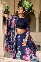 Beautiful Tussar Silk Floral Printed Lehenga Choli