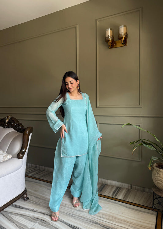 Festive Special Crunchy Silk With Siroski Work Suit