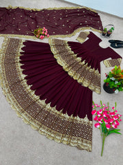 Elegant Designer Georgette Embroidery Work Sarara Set
