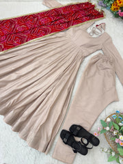 Designer Soft Roman Silk Sequence Work Anarkali