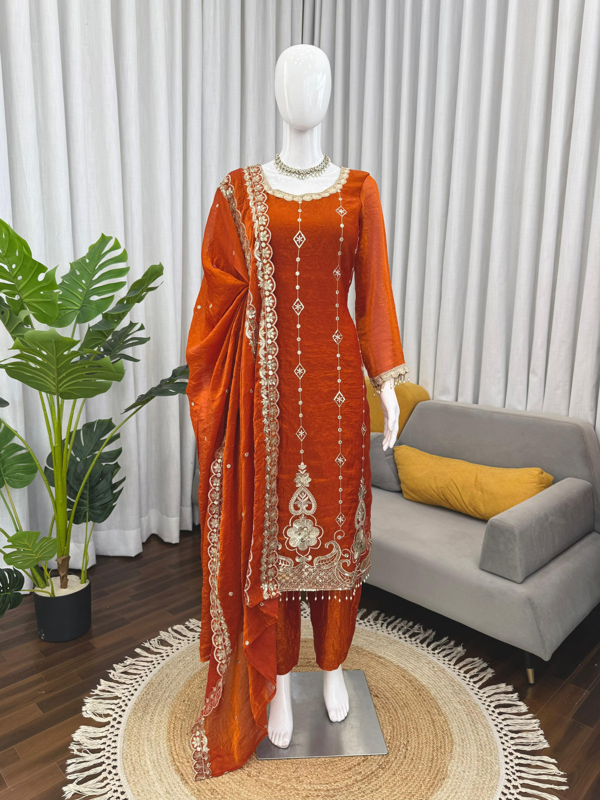Designer Fendy Silk Sequence Work Salwar Suit