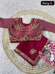 Party-wear Star Georgette Embroidery Multi Work Saree With Stitched Blouse